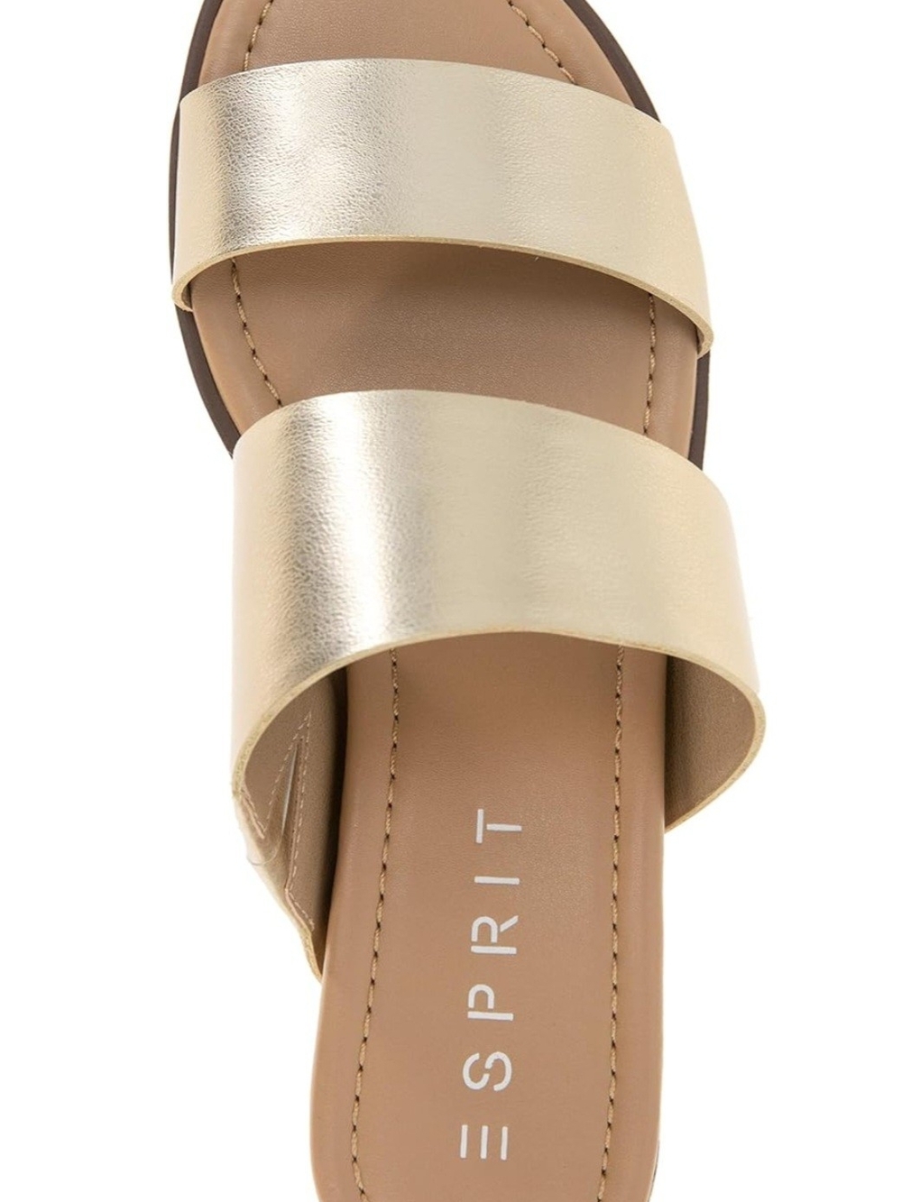Esprit Women's Metallic Gold Double-Strap Slide Sandals - Size 6.5